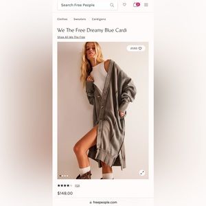 We The Free Dreamy Blue Cardi - free people size small, runs BIG! worn one time